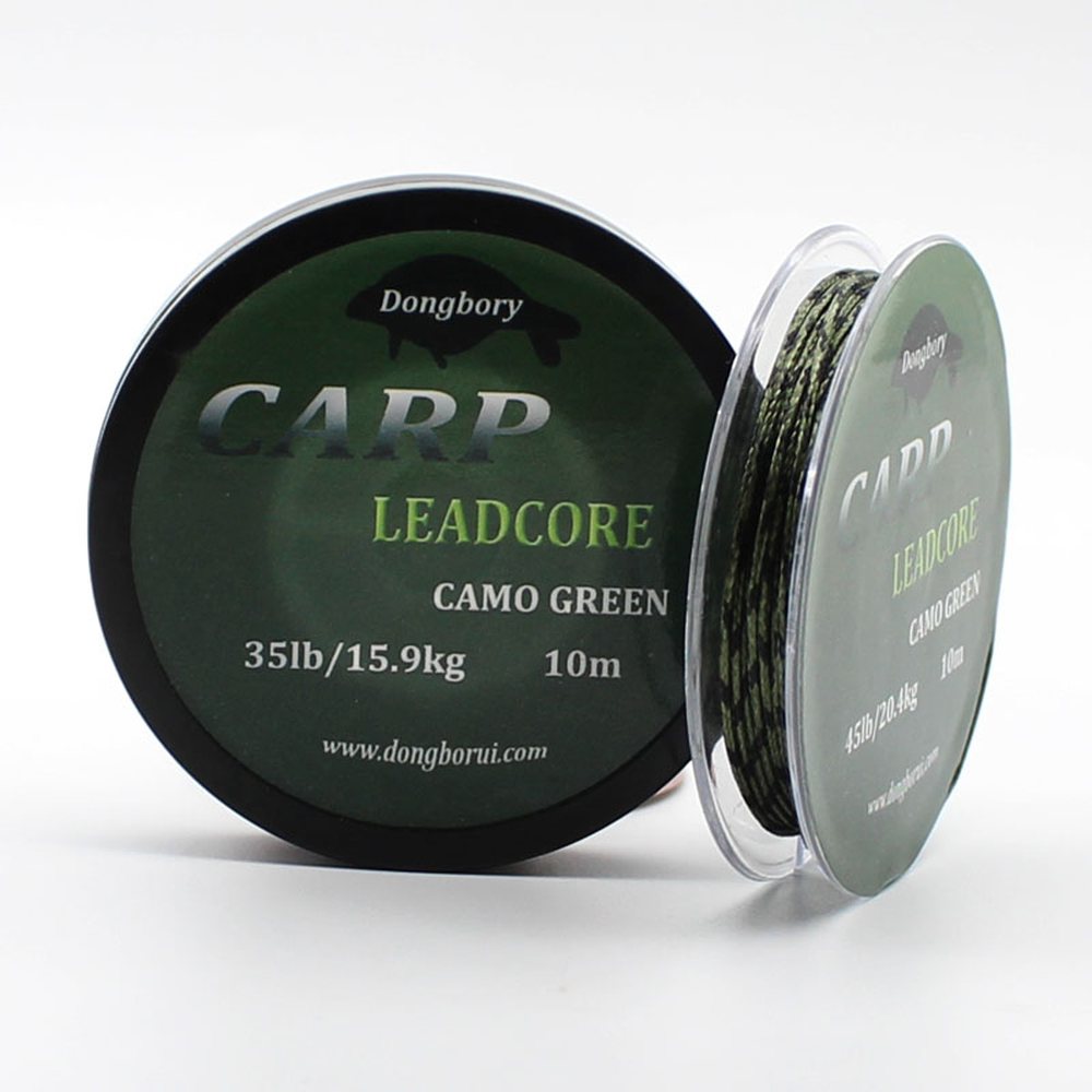 Camo green lead core carp line, 35 lb, 10 m spool
