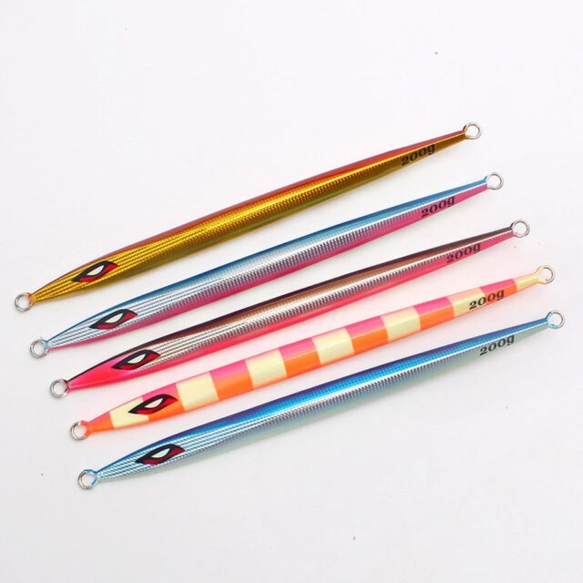 Five colors of long speed metal jigs for offshore jigging